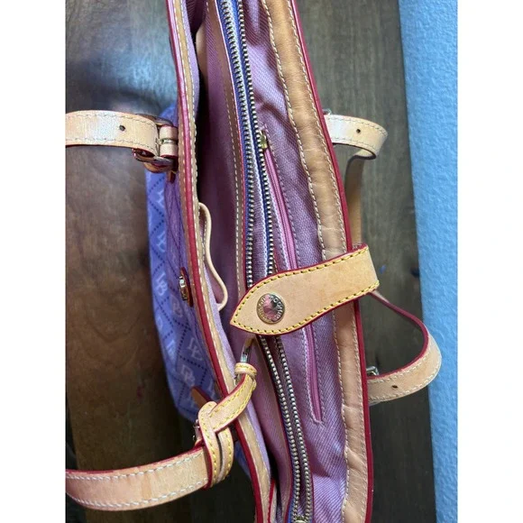 Dooney & Bourke DB Monogram Tote Bag Purse Lavender and White Leather Trim Y2K - Picture 5 of 8